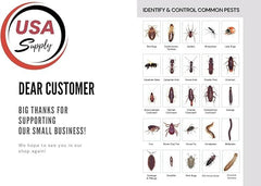 USA Supply pest identification card held during inspection aiding correct species ID