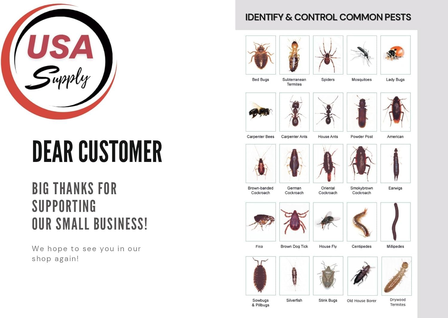 USA Supply gloves and pest ID card included for safer, informed application benefit