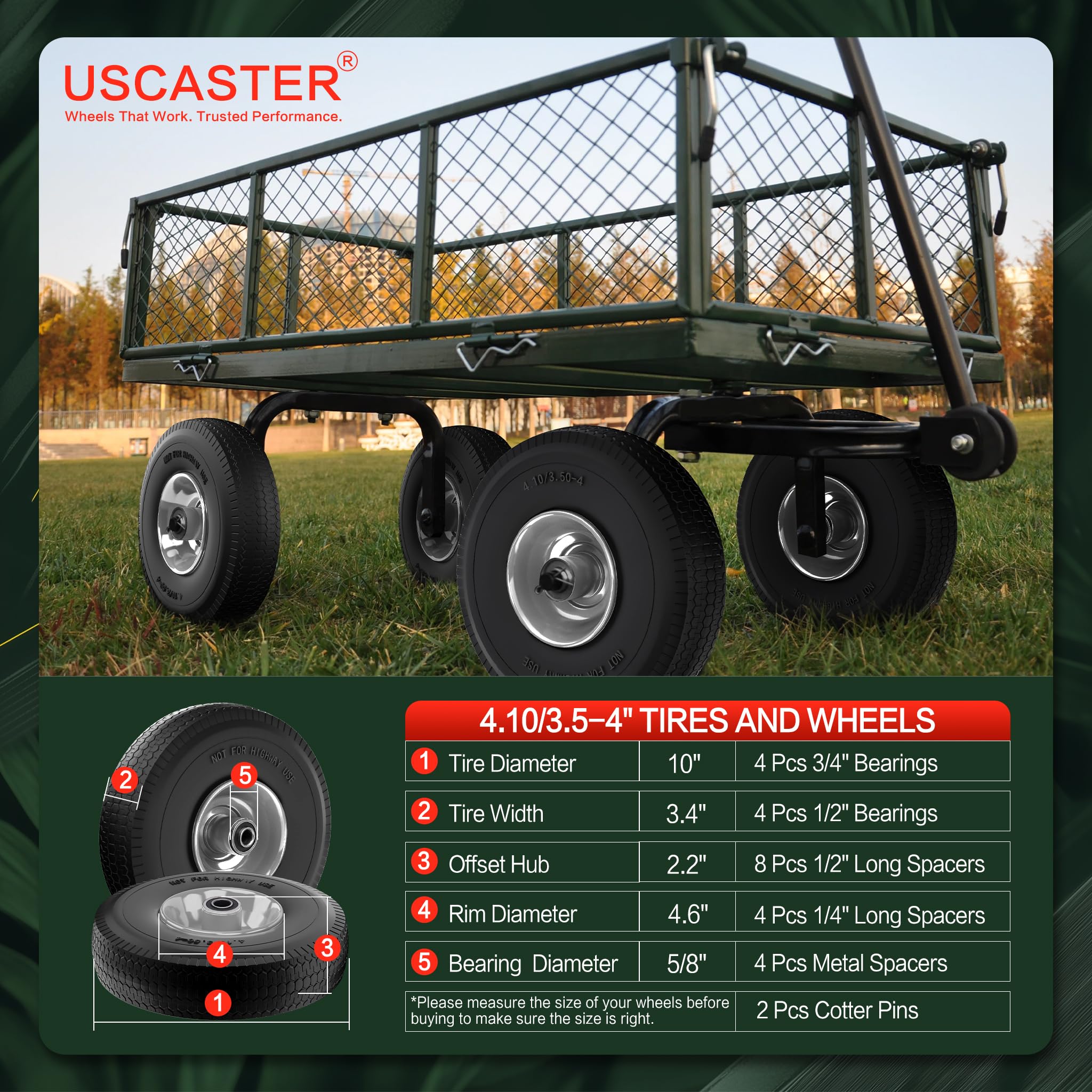 uscaster closeup sawtooth tread offering enhanced traction on rough ground