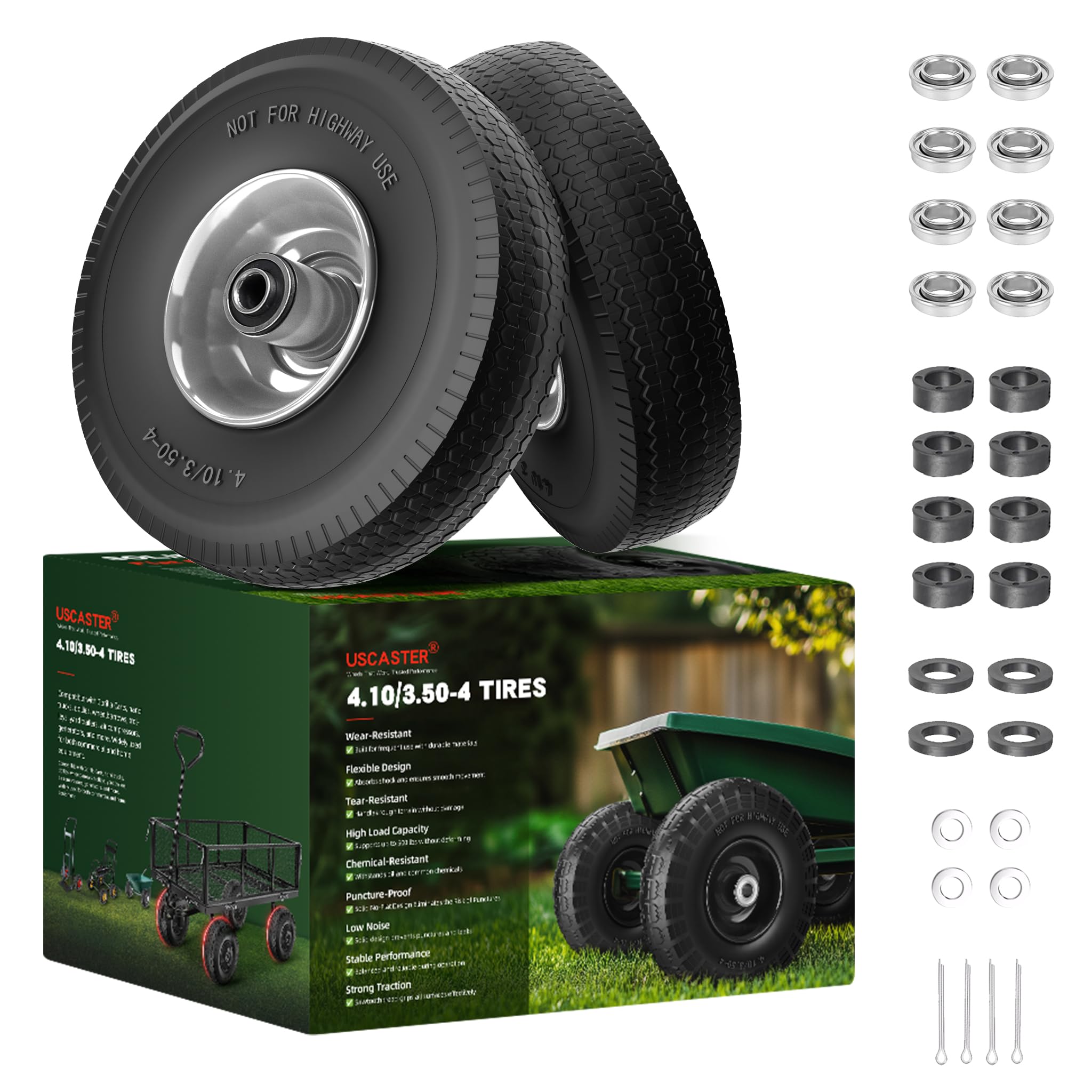 uscaster front view assembled wheel showing durable rim and tread for reliable rolling