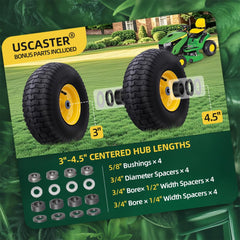 uscaster installed on mower front demonstrating fit and handling