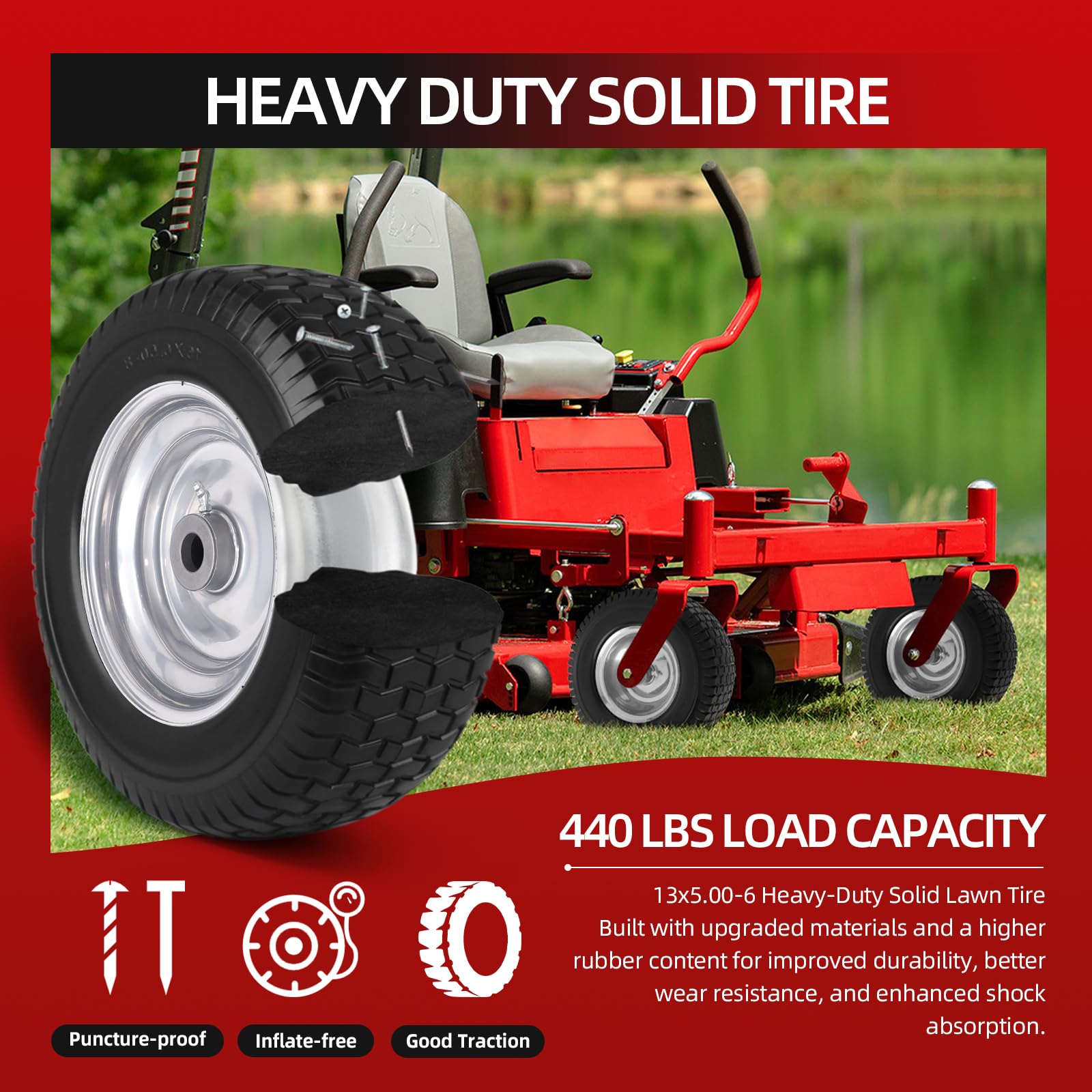 USCaster wheel on lawn demonstrating stability and minimal turf damage
