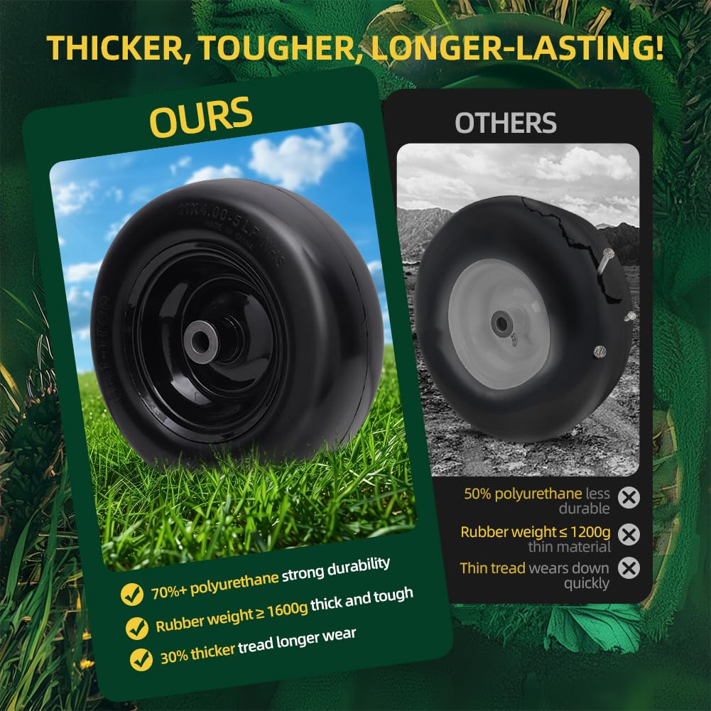 USCaster smooth tread profile protecting grass and improving handling