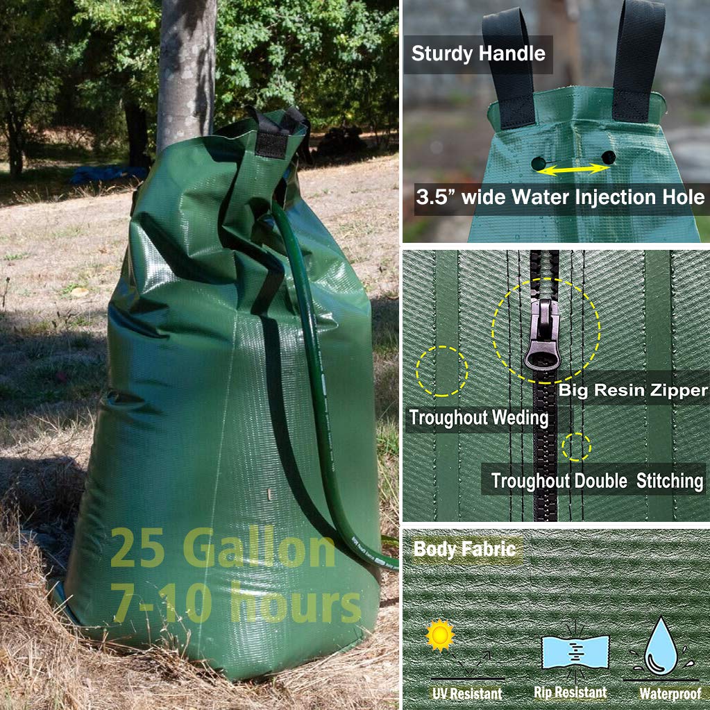 USHIGHLIGHT bag filled and wrapped around tree releasing water slowly to encourage roots