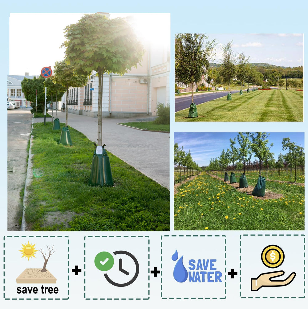 USHIGHLIGHT watering bag in garden lifestyle scene supporting healthy trees and water conservation
