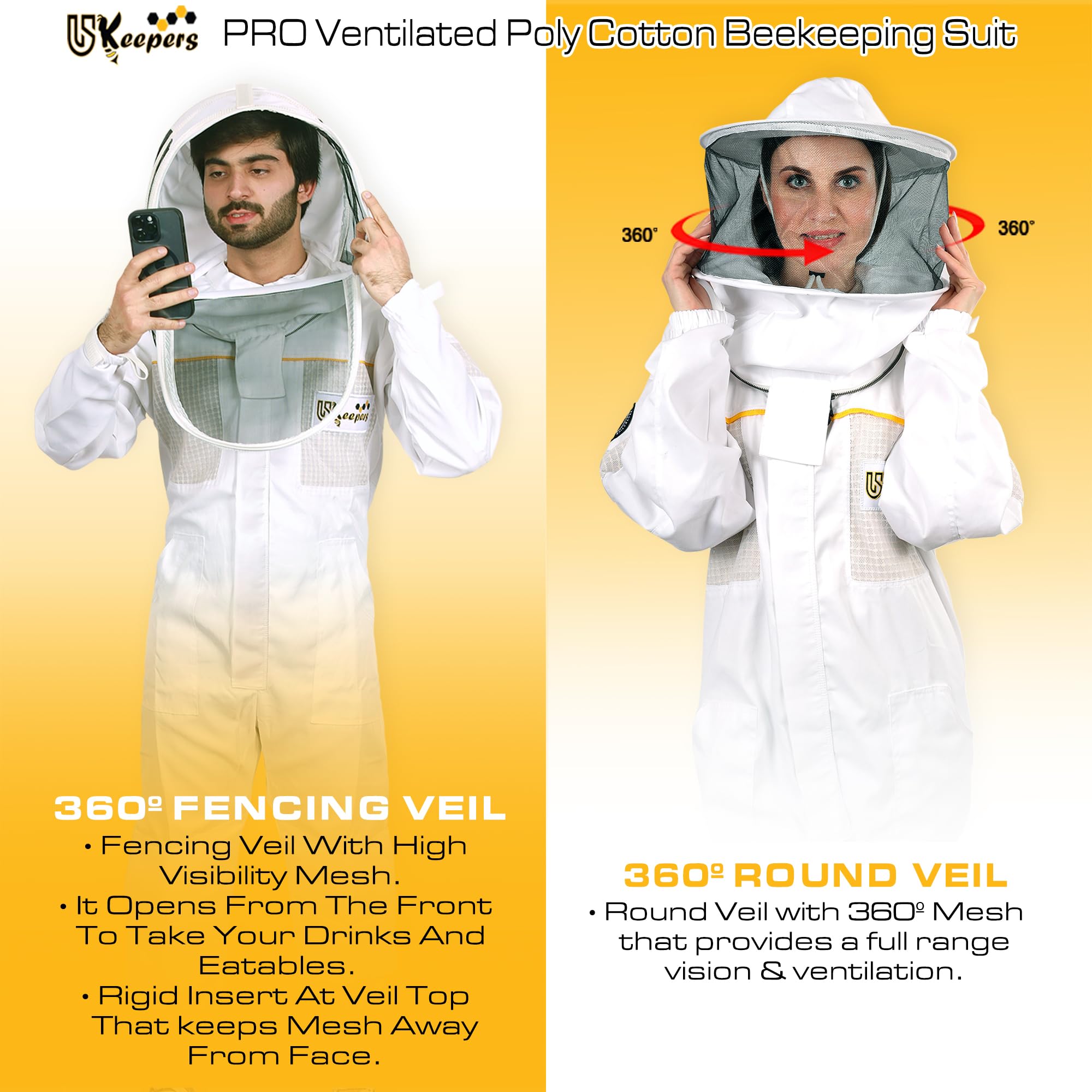 USKEEPERS fencing veil detail with rigid insert for face clearance benefit