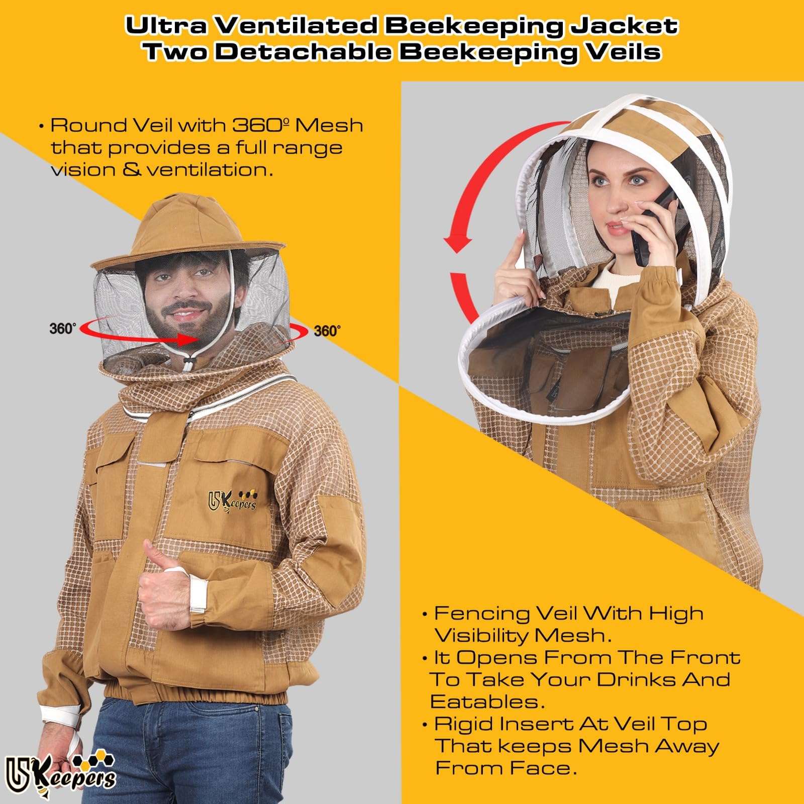 USKEEPERS fencing veil open front demonstrating visibility benefit