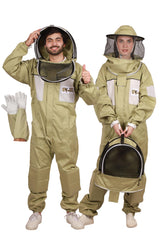 USKEEPERS front view of olive beekeeping suit showing full coverage and easy entry