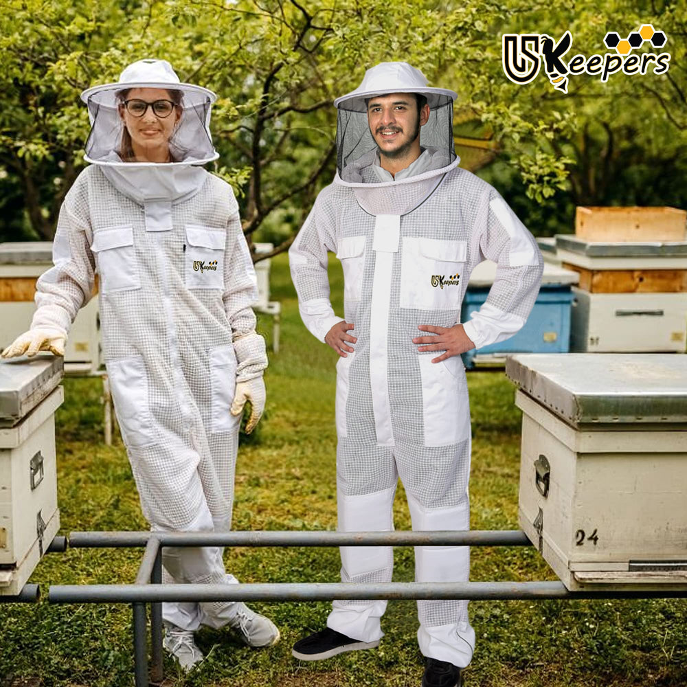 USKEEPERS suit in use at hive showing cooling airflow and practical fit