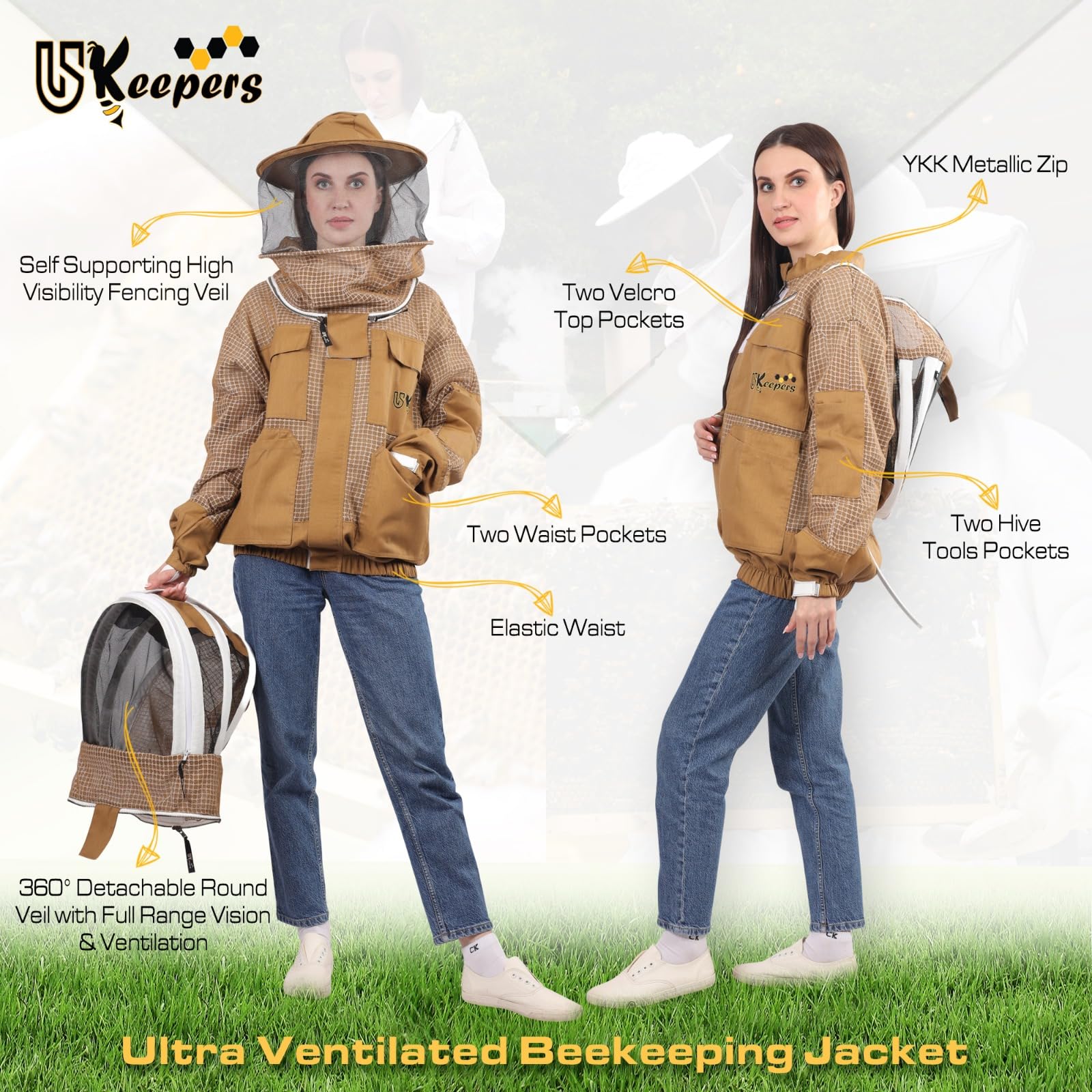 USKEEPERS pocket and YKK brass zipper detail for durable storage