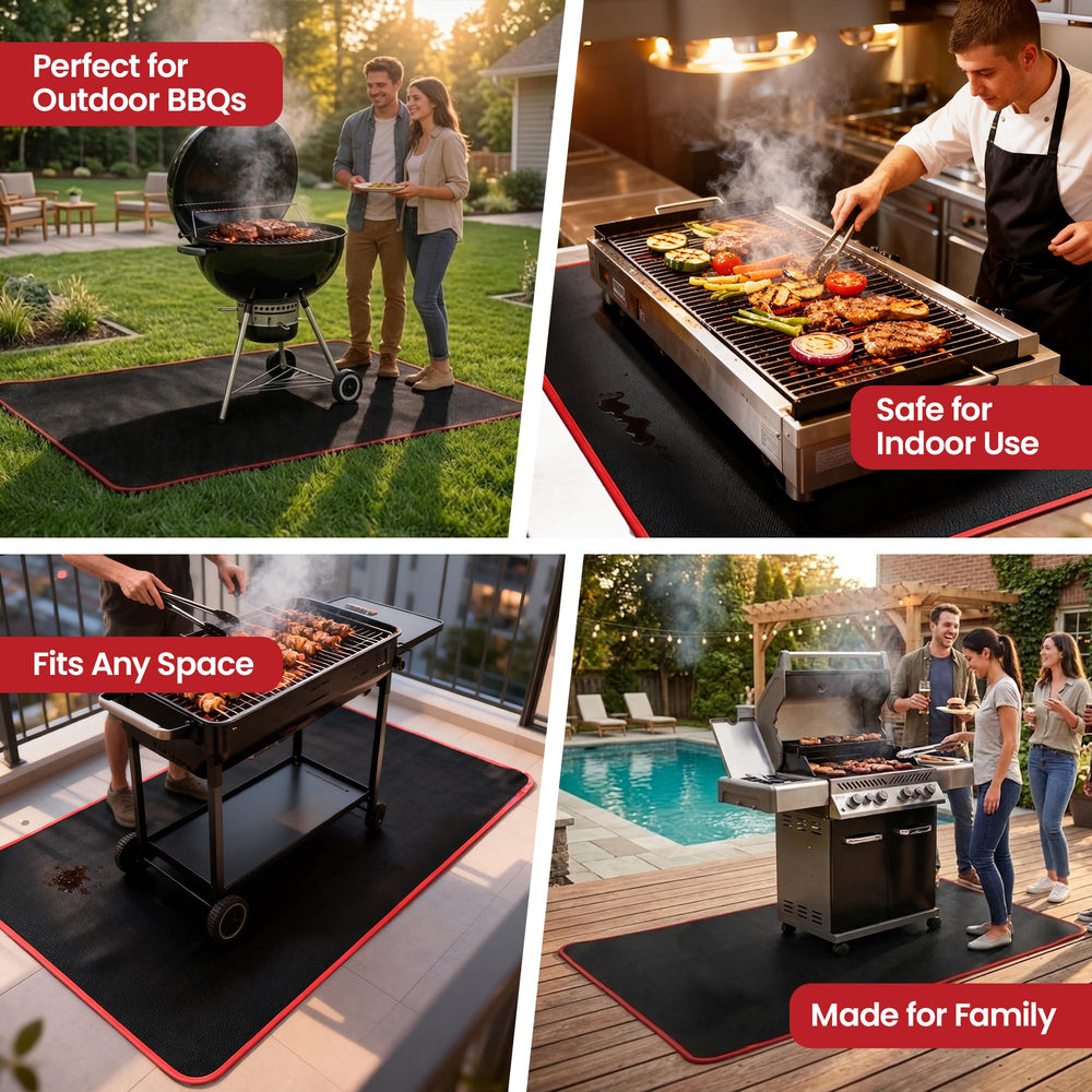 USNEX mat in backyard grilling scene illustrating protection and clean surroundings