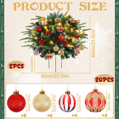 USNMP close-up of pine needles and attached Christmas balls highlighting realistic texture and ready-made decoration