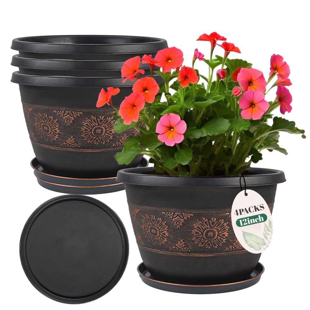 Usocik front view of copper retro floral pot showing vintage look and presence