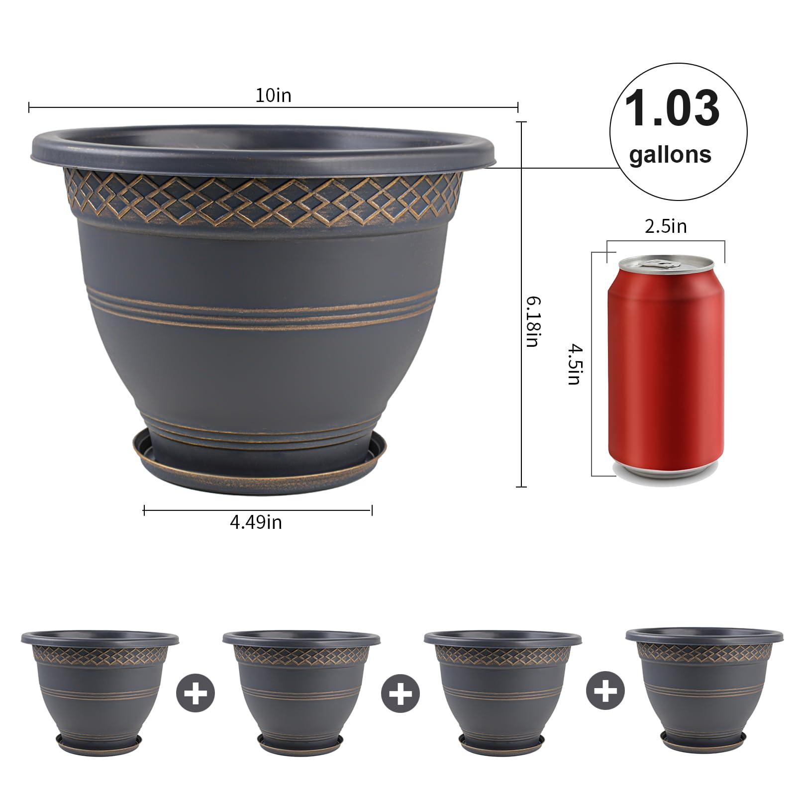 Usocik pots holding mixed houseplants showing lightweight ease and decorative appeal