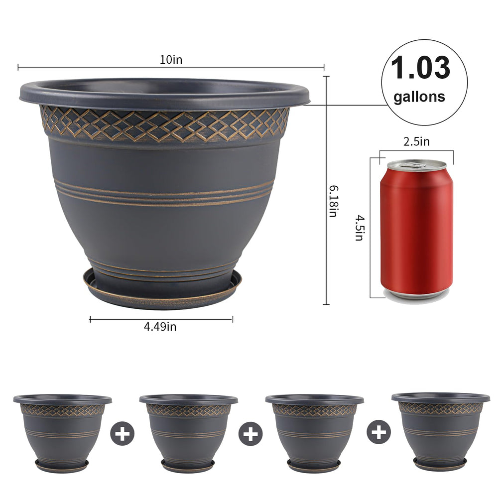 Usocik pots holding mixed houseplants showing lightweight ease and decorative appeal