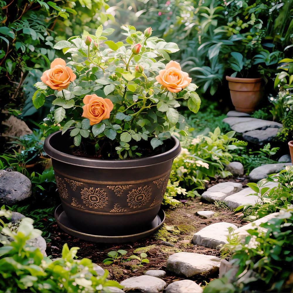 Usocik pots arranged on a patio showing coordinated outdoor styling benefit