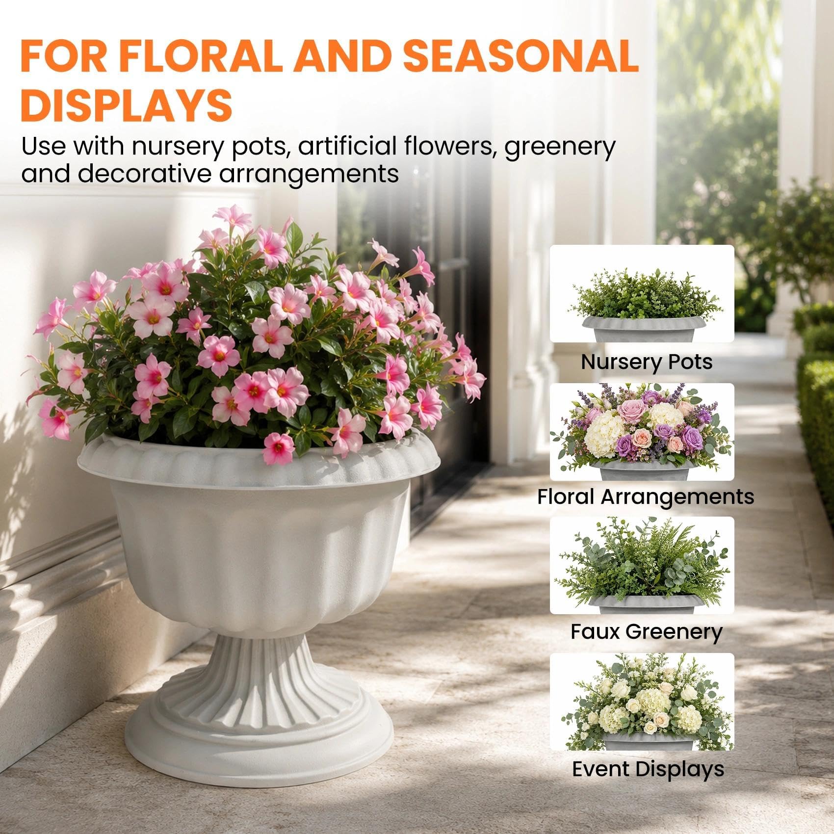Usocik next to standard nursery pot to illustrate scale and fit