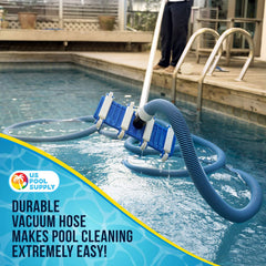 U.S. Pool Supply hose attached to vacuum head cleaning pool for efficient suction