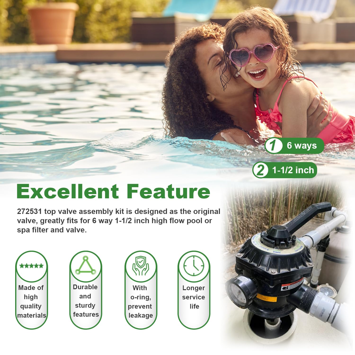 Ussuray valve installed on Sand Dollar sand filter showing restored multiport function