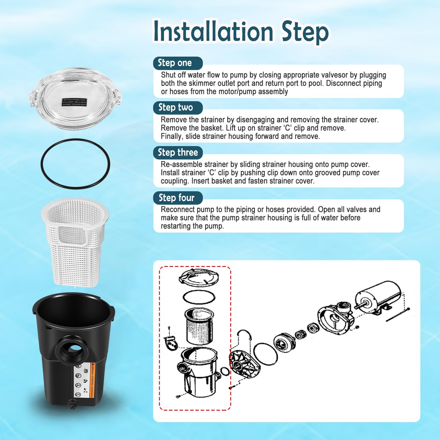 Ussuray part staged by pool to show easier maintenance and improved pump care