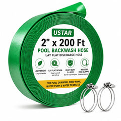 USTAR front view of 2x200' hose showing durable construction and easy handling