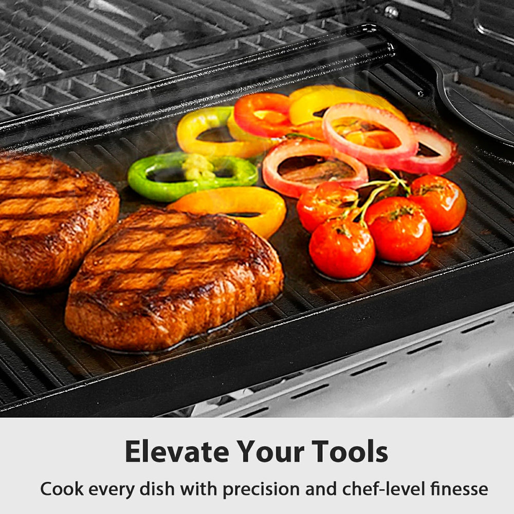 Utheer griddle on campfire showing outdoor durability and multi-surface compatibility