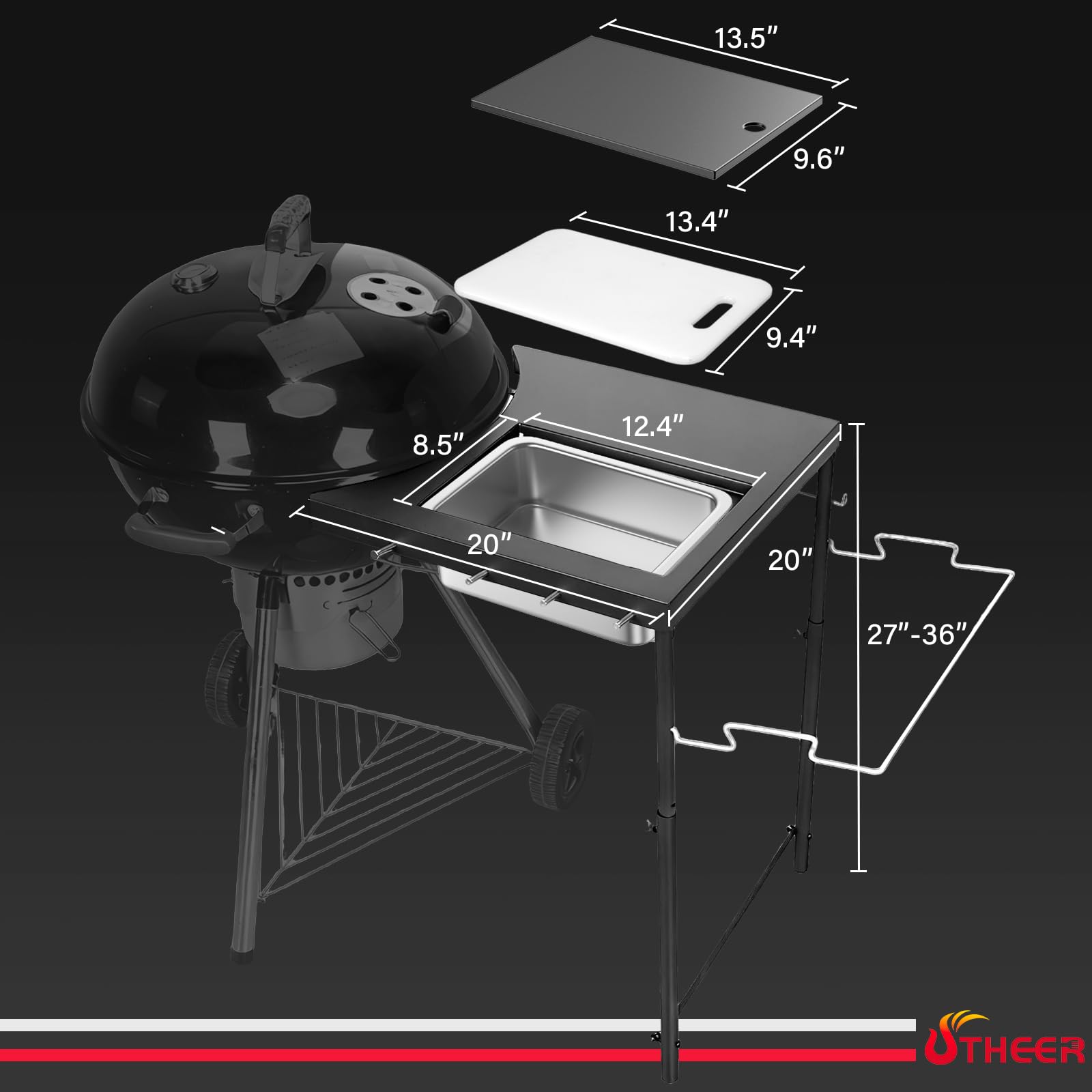 Utheer cutting board and stainless basin detail for hygienic prep