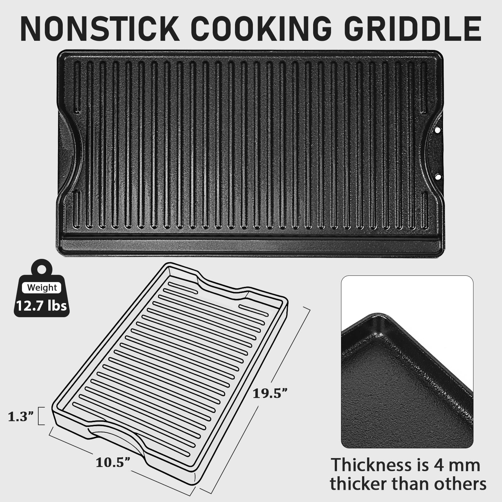 Utheer close-up of smooth flat side highlighting ceramic nonstick for easy flipping
