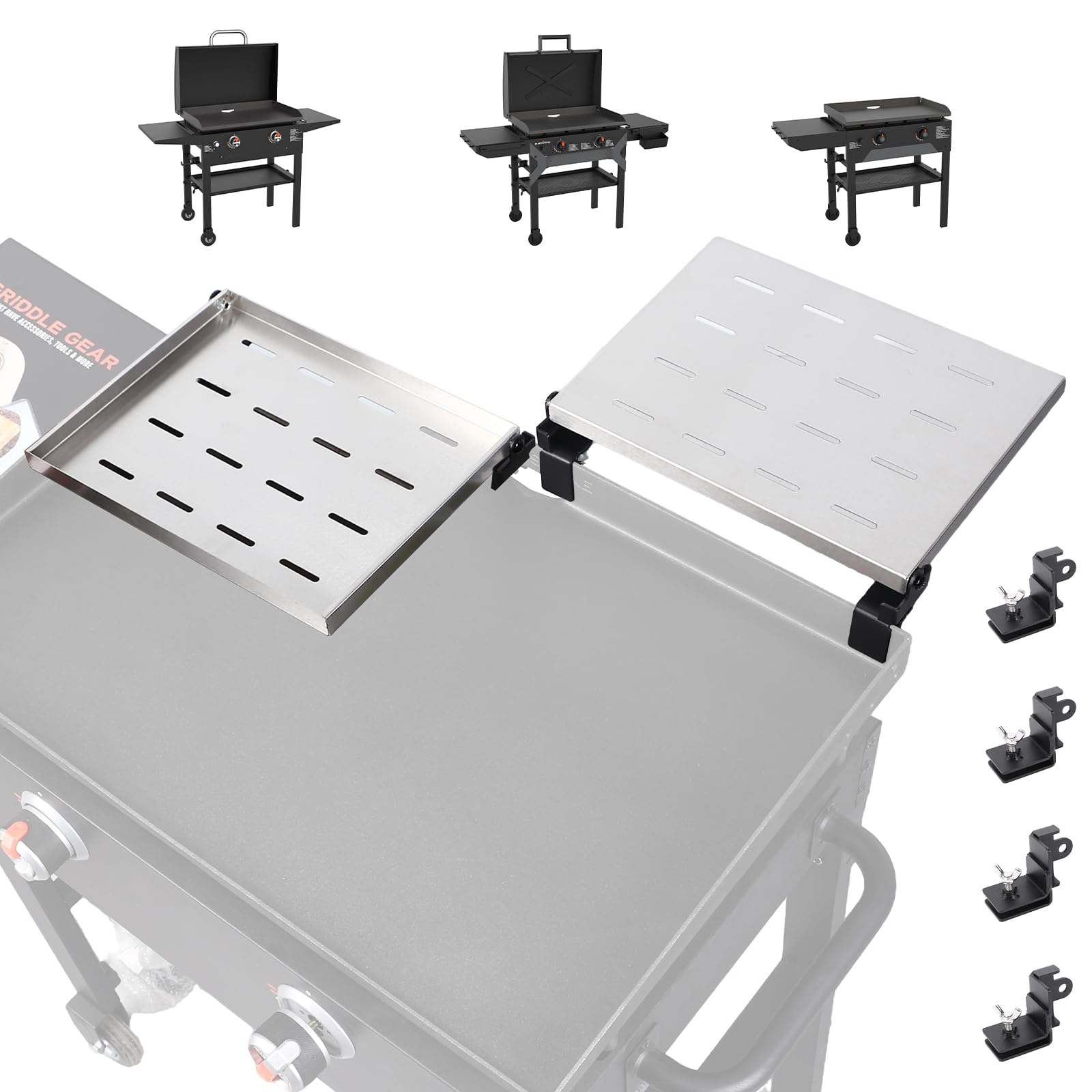 Utheer front view on Blackstone griddle showing full-width benefit