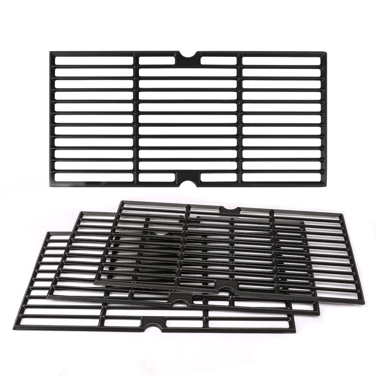 Utheer front view of four cast iron grates showing fit and durable design for quick replacement