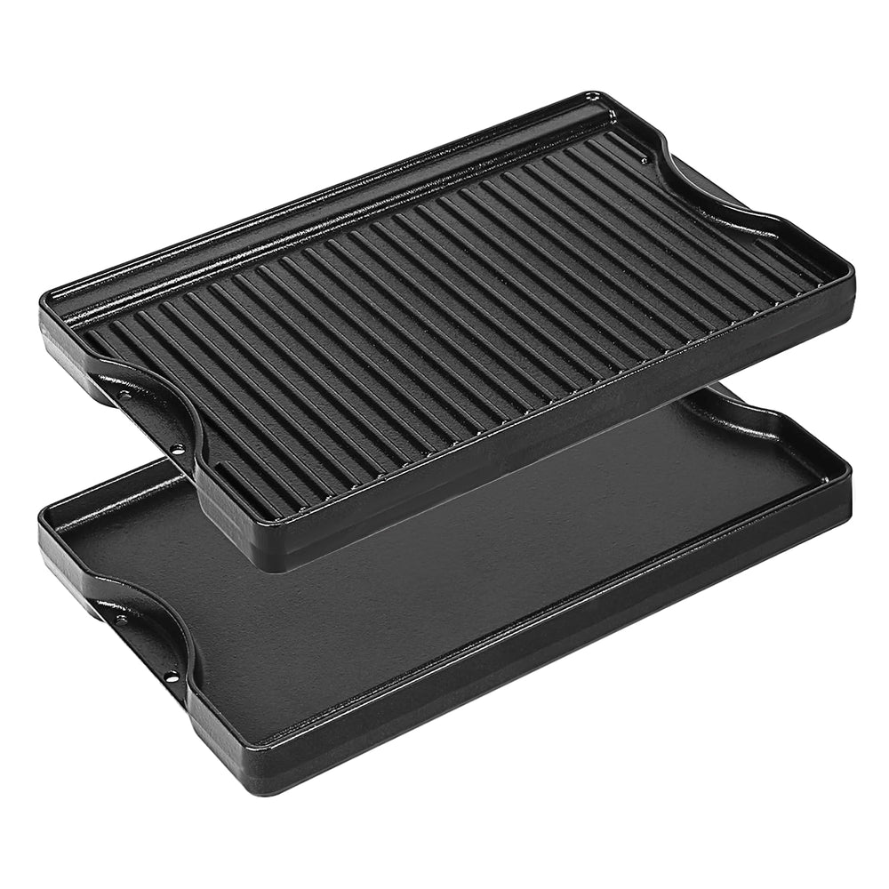 Utheer griddle front view showing shape and two-burner coverage for even cooking