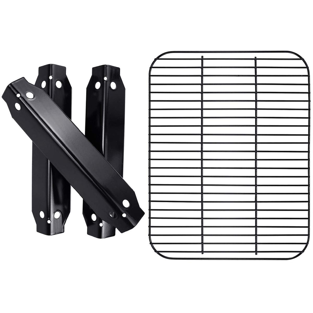 Utheer front view of parts kit packaging showing included heat shields and grate benefits