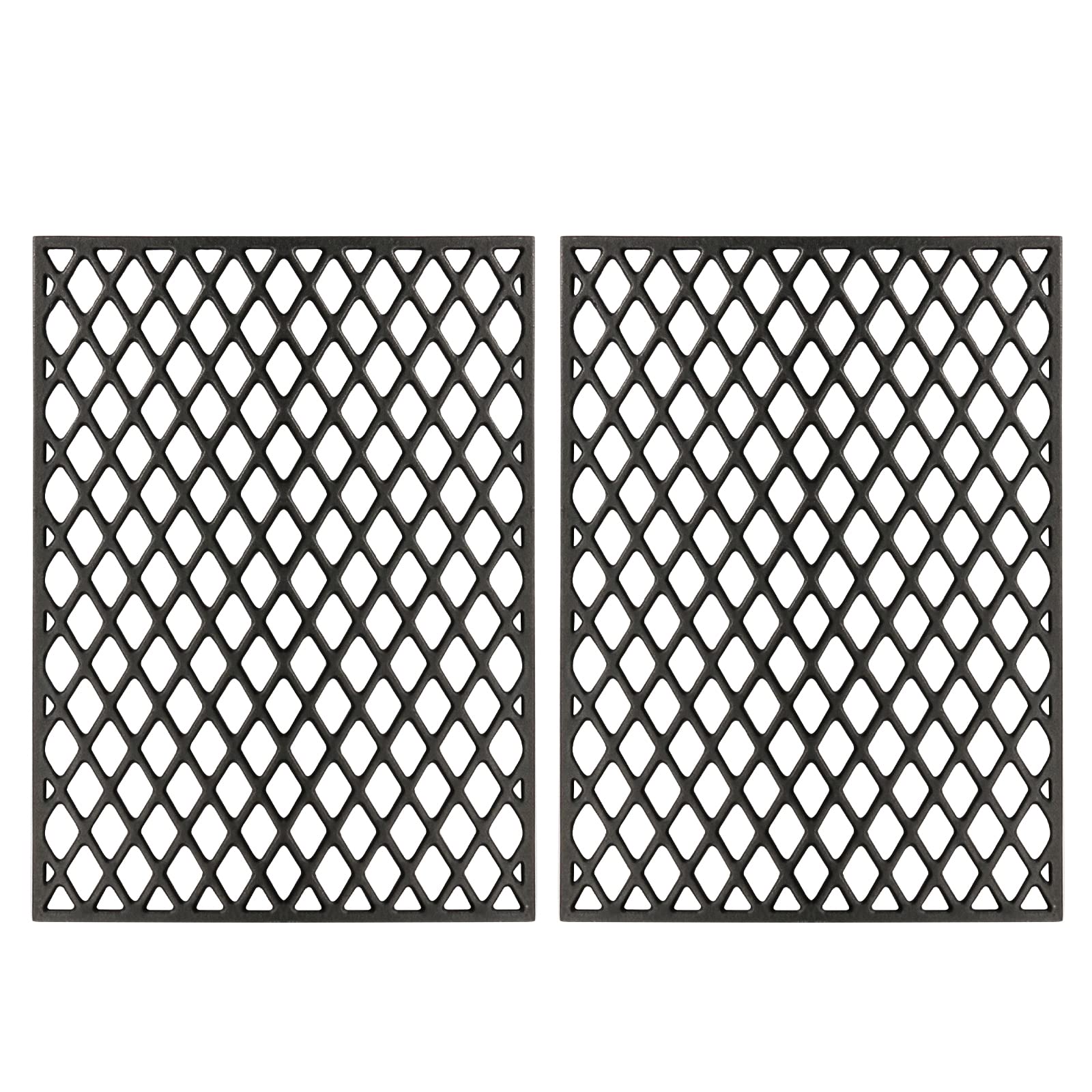 Utheer front view of two cast iron grates showing fit and finish benefits