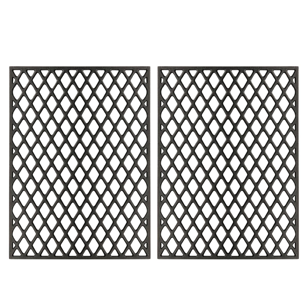 Utheer front view of two cast iron grates showing fit and finish benefits