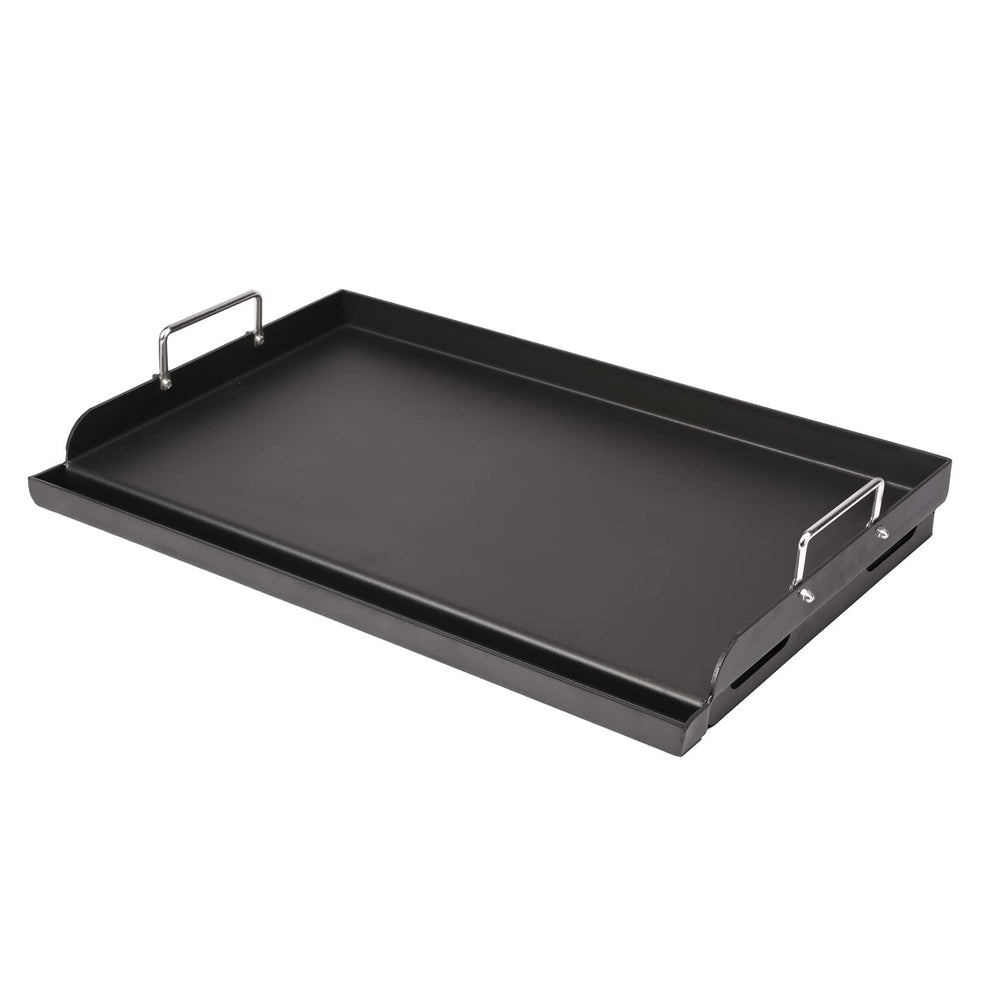 Utheer front view of full griddle showing flat cooking area and benefit of wide coverage