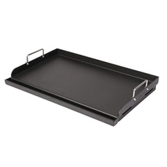 Utheer front view of full griddle showing flat cooking area and benefit of wide coverage