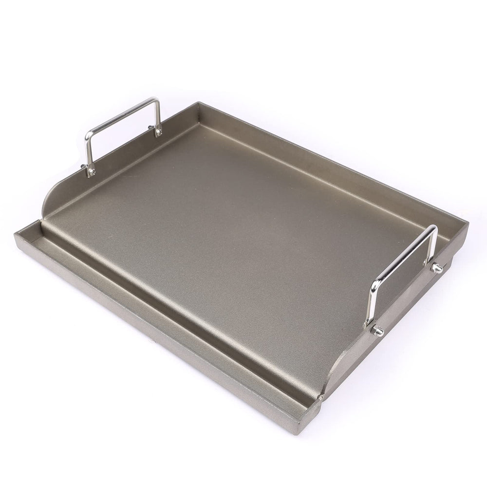 Utheer griddle front view showing flat top plate and fitted size benefit