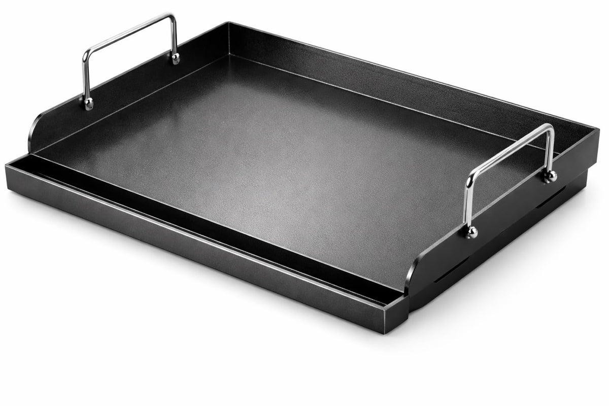 Utheer griddle front view showing flat top and fit for grills