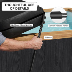 Utheer no‑drill placement beside tub for quick setup and repositioning benefit