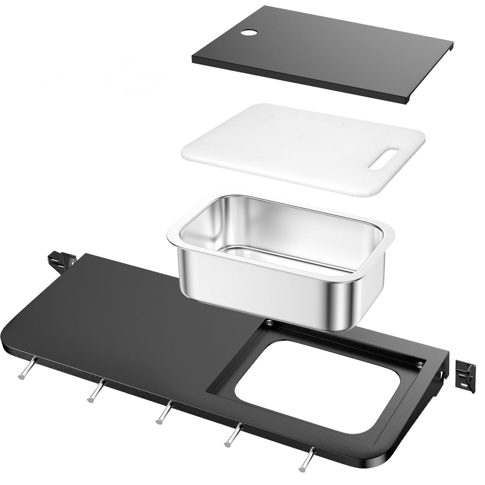 Utheer lifestyle backyard grilling setup showing prep station improving cook flow
