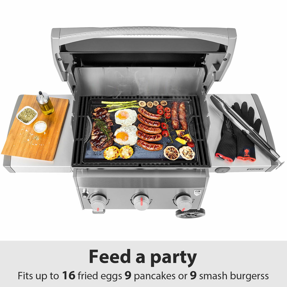 Utheer griddle over charcoal grill demonstrating outdoor durability and searing ability