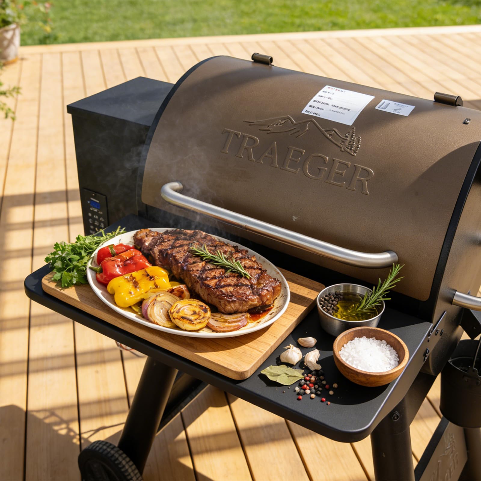 Utheer shelf in backyard barbecue setup for organized grilling