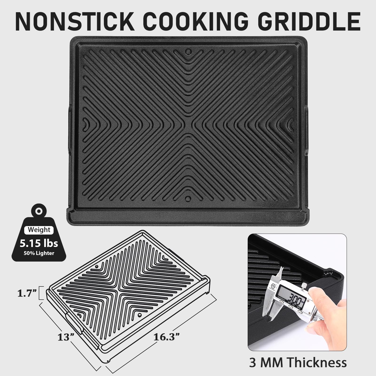 Utheer smooth side close-up showing ceramic nonstick for easy low-oil cooking