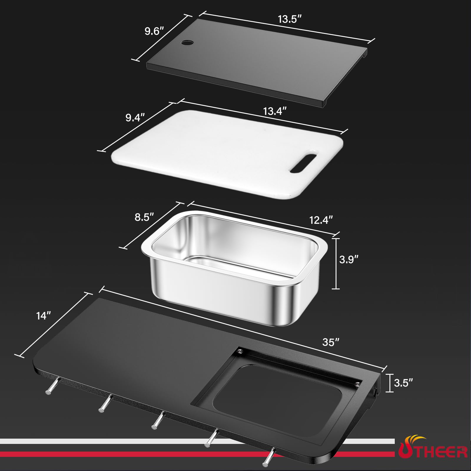 Utheer stainless basin closeup for easy marinating and quick cleaning benefit