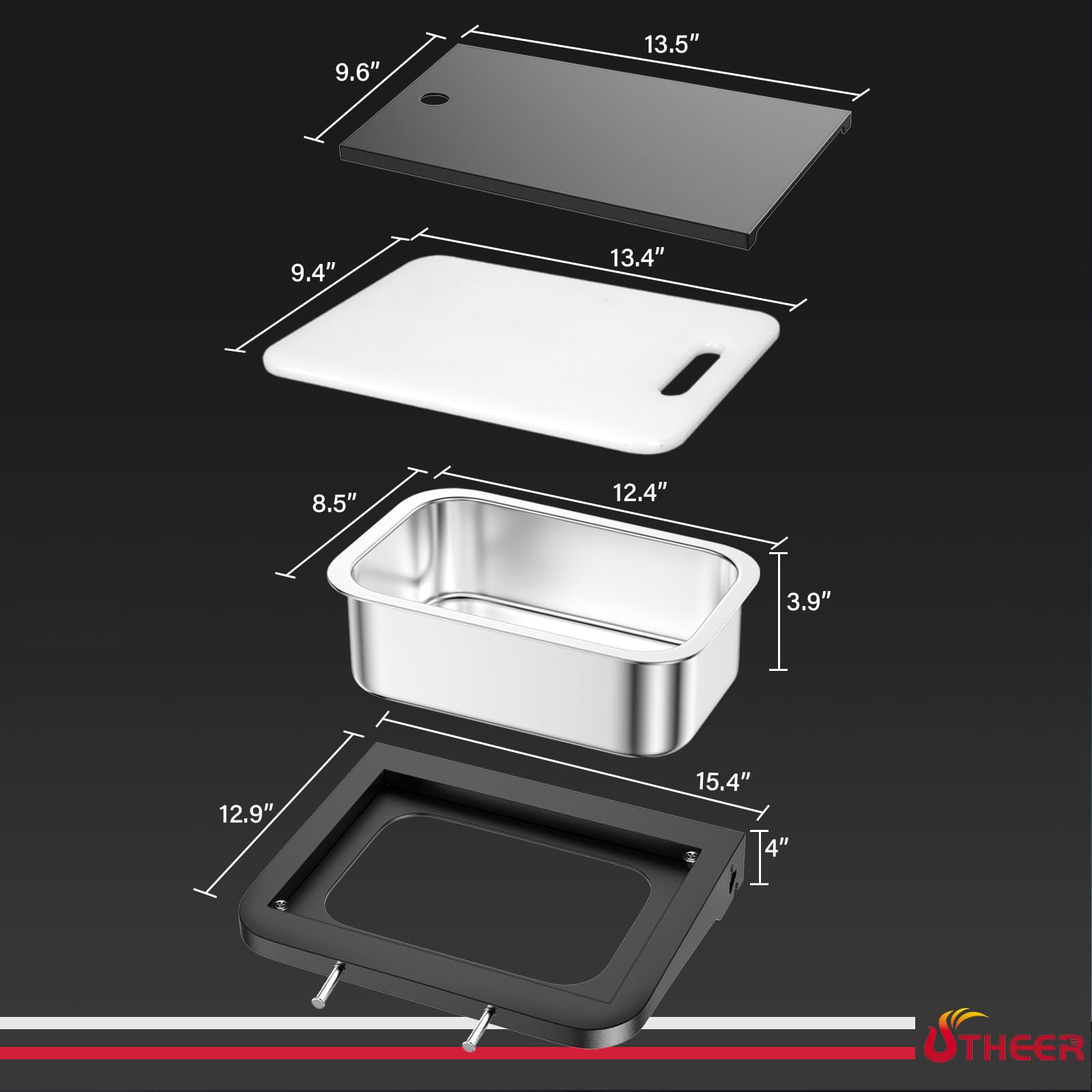 Utheer stainless basin close-up showing clean surface for marinating