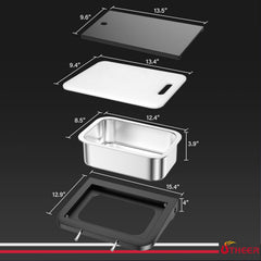 Utheer stainless basin close-up showing clean surface for marinating