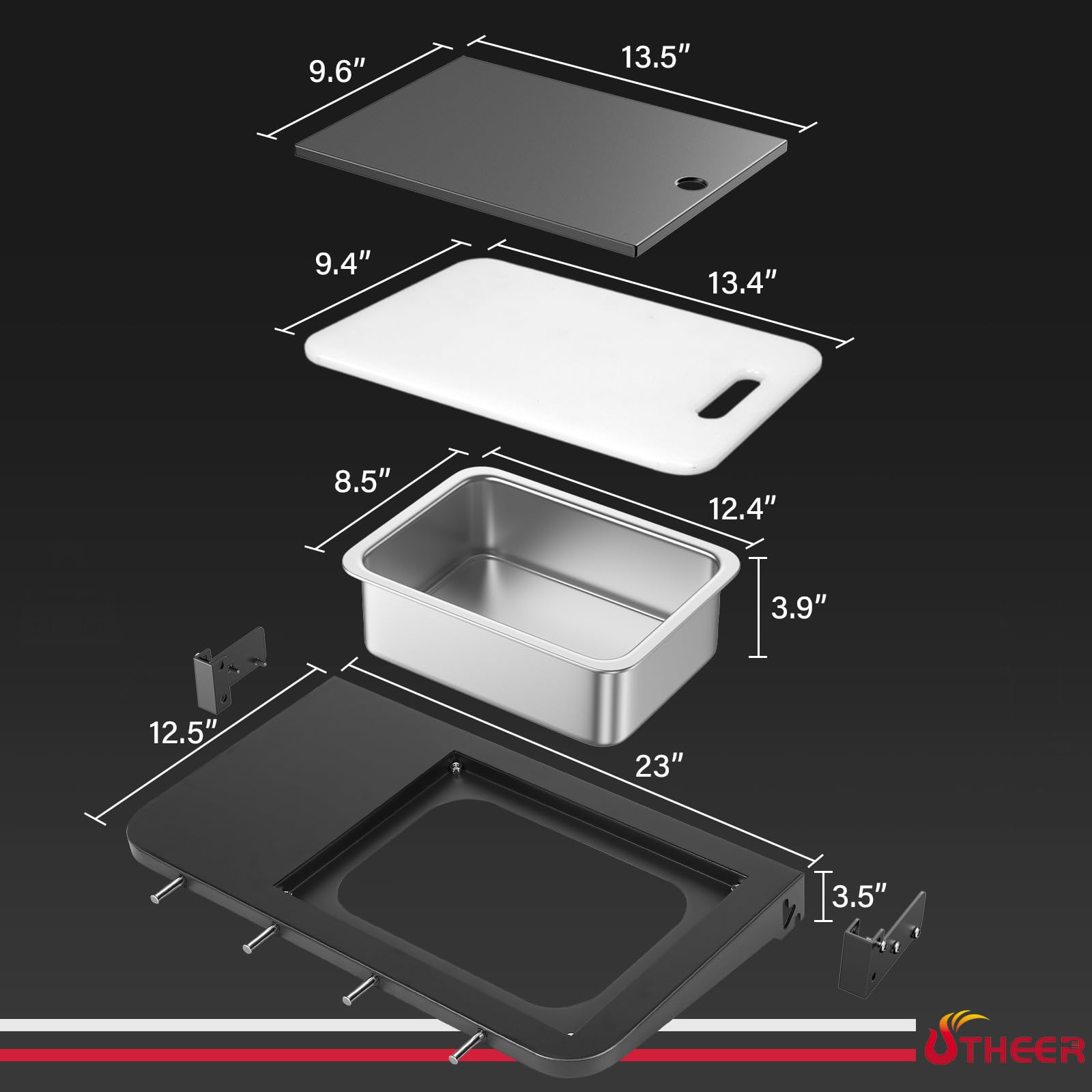 Utheer stainless steel basin close-up for easy marinating and cleaning