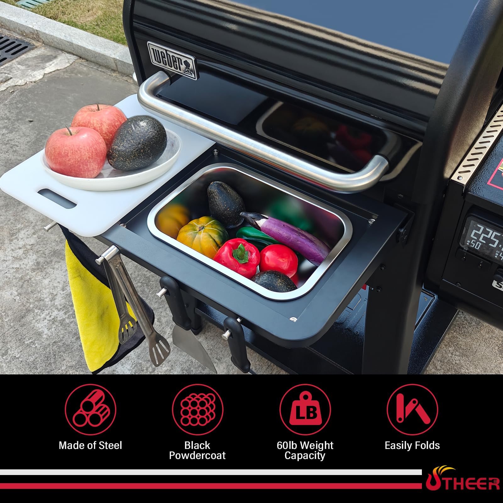 Utheer included stainless hooks holding grilling tools for quick access