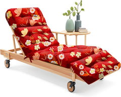 Uthem front view of red peony chaise cushion showing full coverage and bold color for upgraded comfort