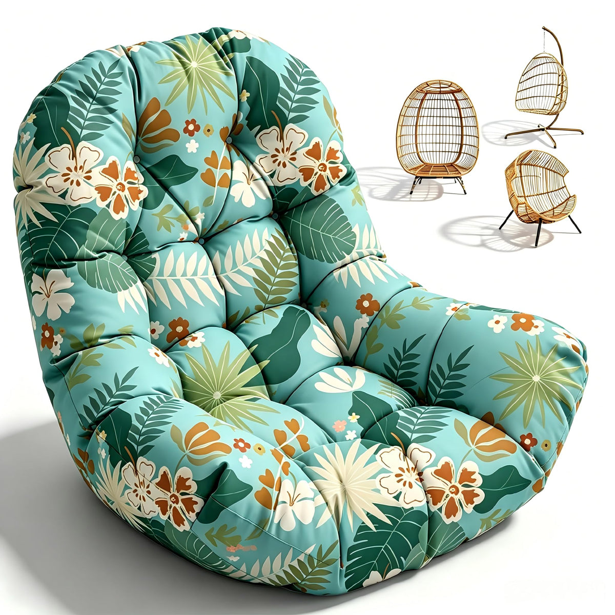 Uthem front view of cyanine flowers cushion showing full coverage and stylish look